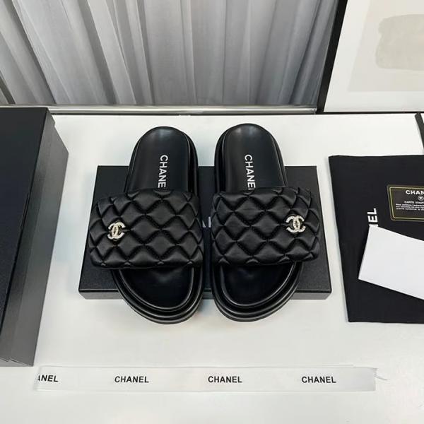 Chanel Camellia Classic Flip Flops With OG Box & Carry Bag