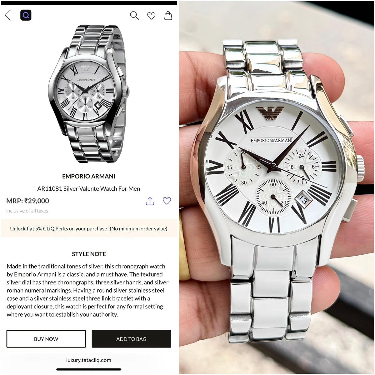 Emporio Armani Premium Valente Original Model Series Now Available