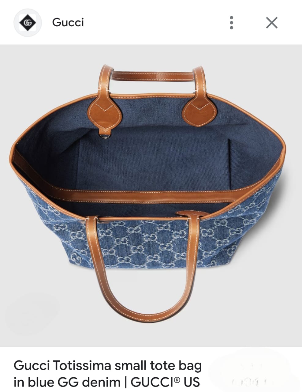 G_cc_i TOTISSIMA SMALL TOTE BAG IN BLUE GG DENIM