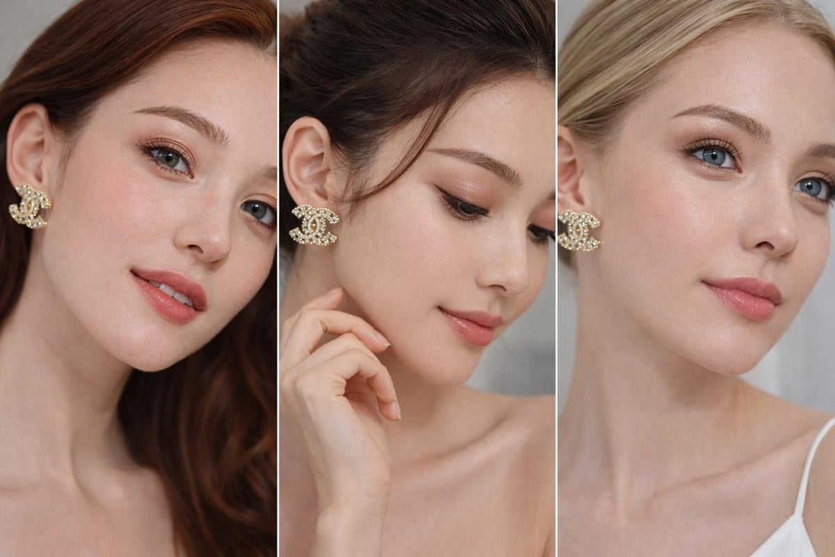 Elegant Premium Crystal Double-C Stud Earrings