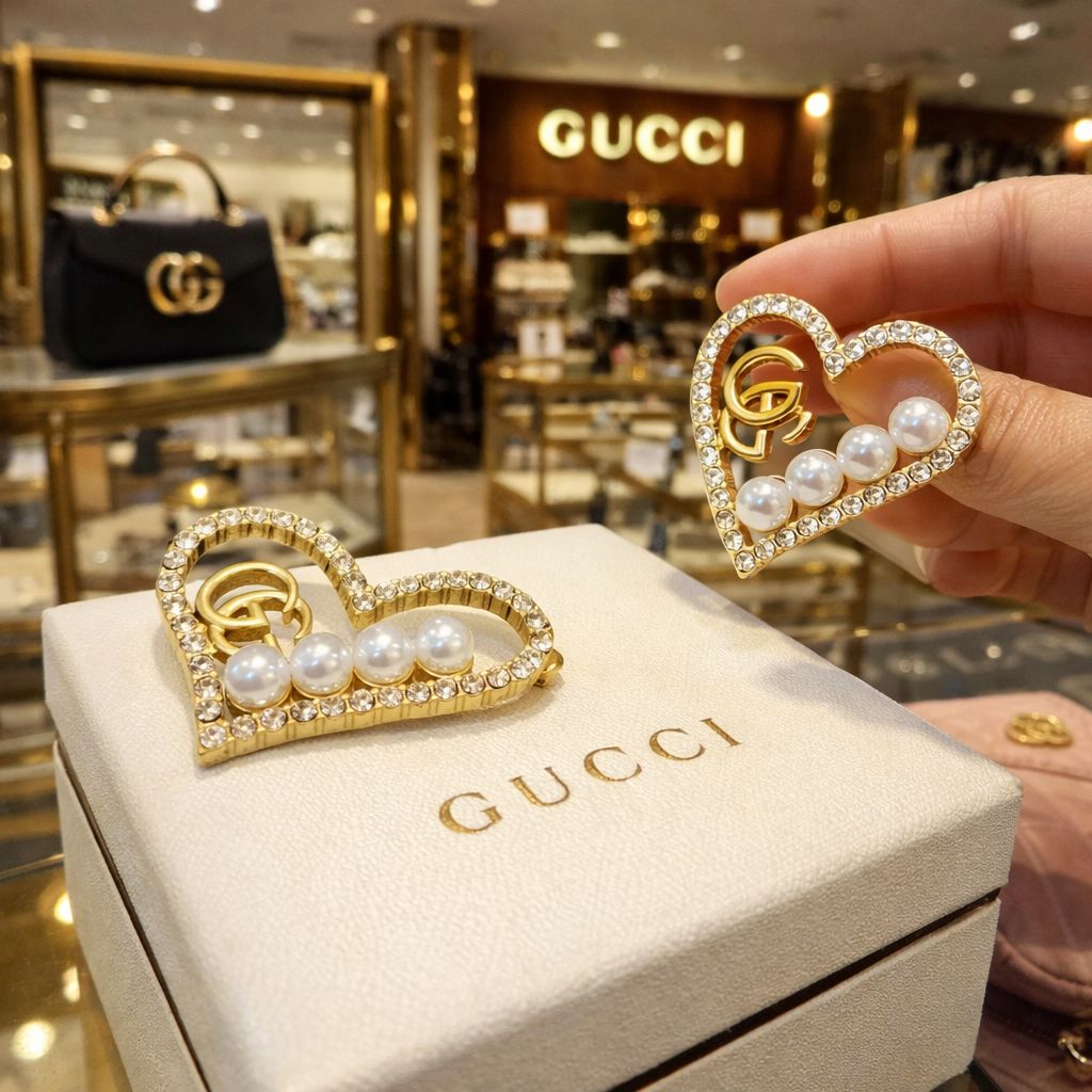 Gu-cc-i Heart Pearl Luxury Earrings