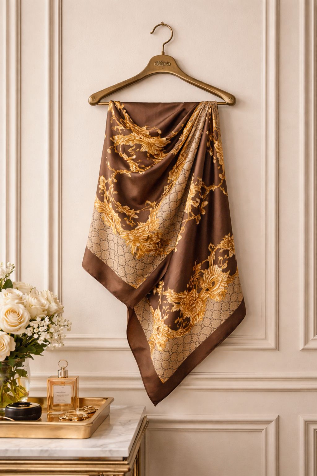 GU-CC-I Luxury Satin Silk Designer Stole