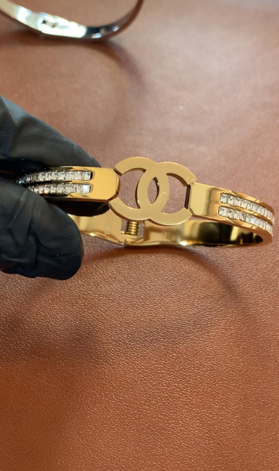 Luxury inspired Cha-nel gold bracelet