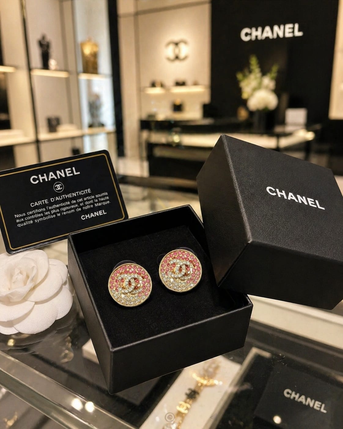 Cha-nel Luxury Crystal Stud Earrings