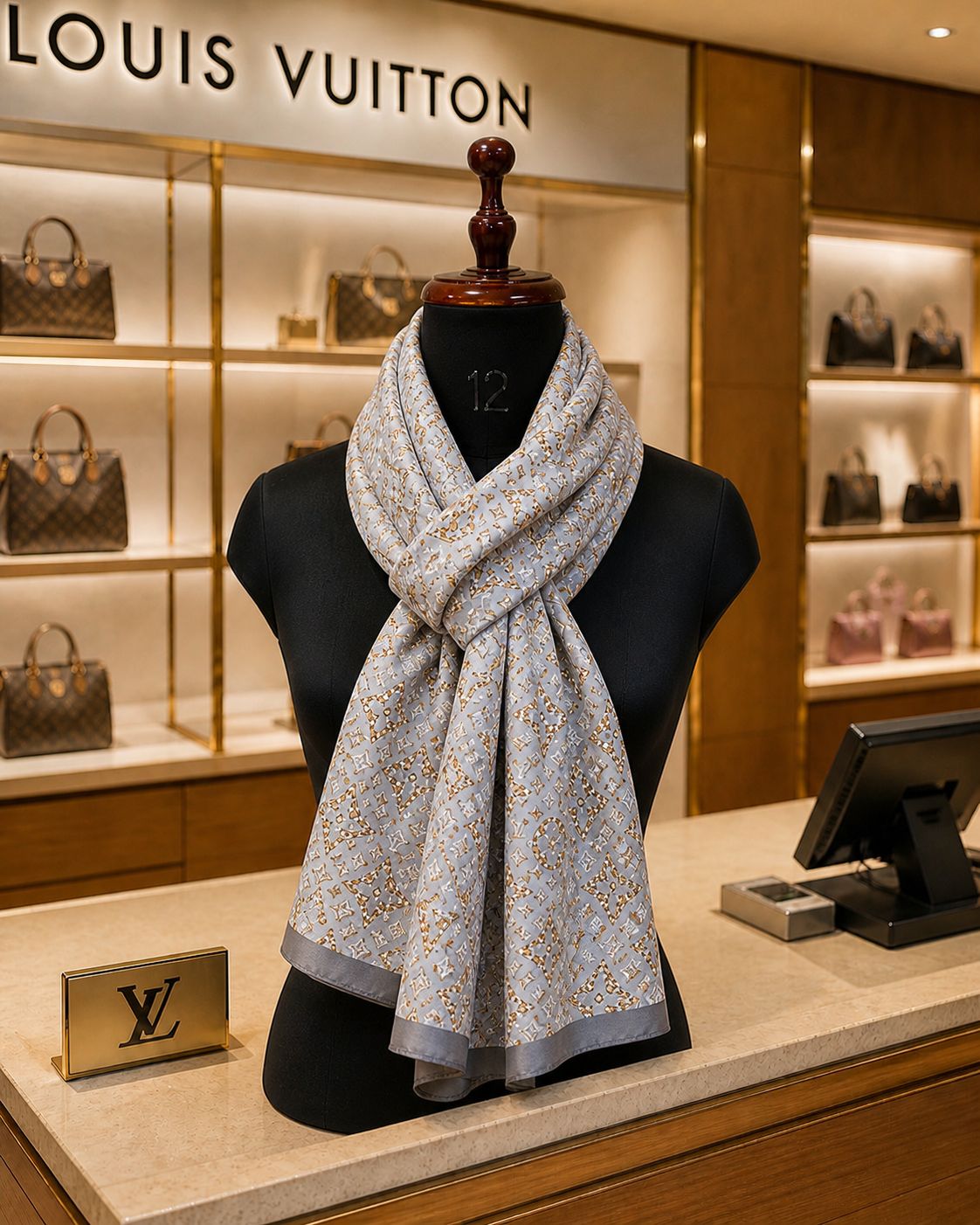 LVTN Luxury Satin Silk Designer Stole