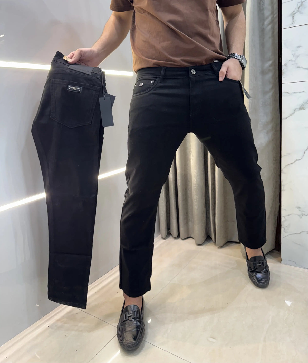 Dol-ce & Ga-bb-ana Inspired Jet Black Imported Classic Denim