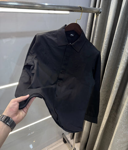 Hu-go Bo-ss Inspired Black Embroidery Logo Imported Shirt