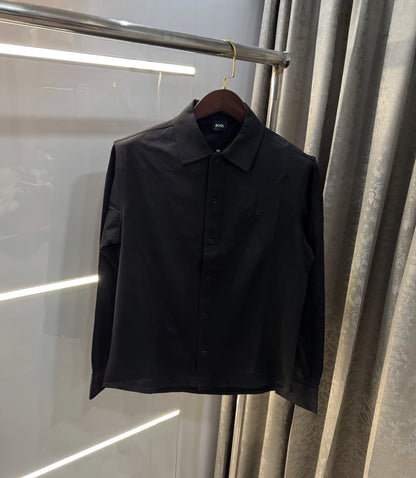 Hu-go Bo-ss Inspired Black Embroidery Logo Imported Shirt