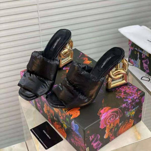 D&G High heel Gold Clothes Sandals With OG Box & Carry Bag