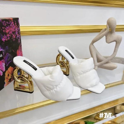D&G High heel Gold Clothes Sandals With OG Box & Carry Bag