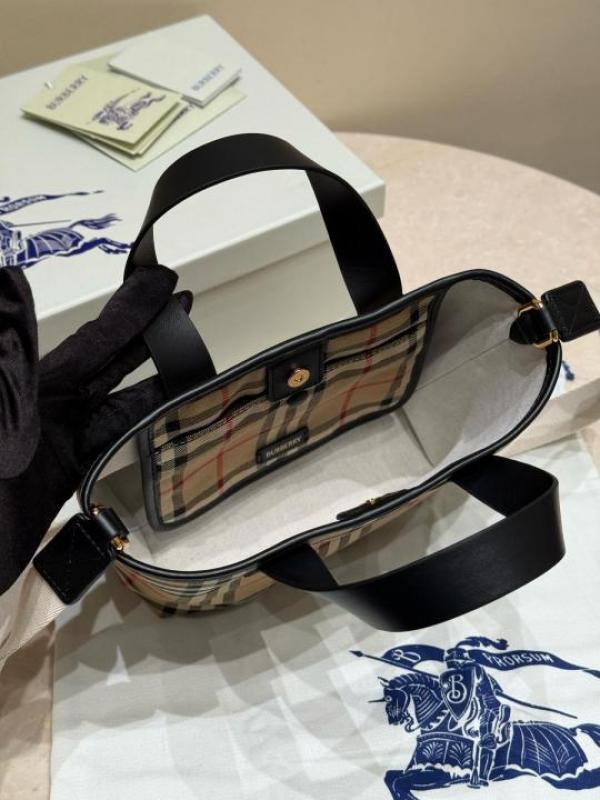 B_rberry Classic Check Tote Hand Bag With OG Box & Dust Bag