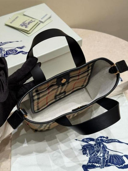 B_rberry Classic Check Tote Hand Bag With OG Box & Dust Bag