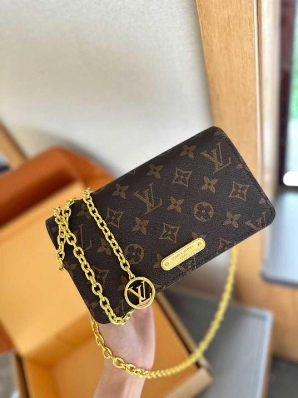 LOU-IS VU-IT-TON LV LILY CHAIN MONOGRAM HANDBAG