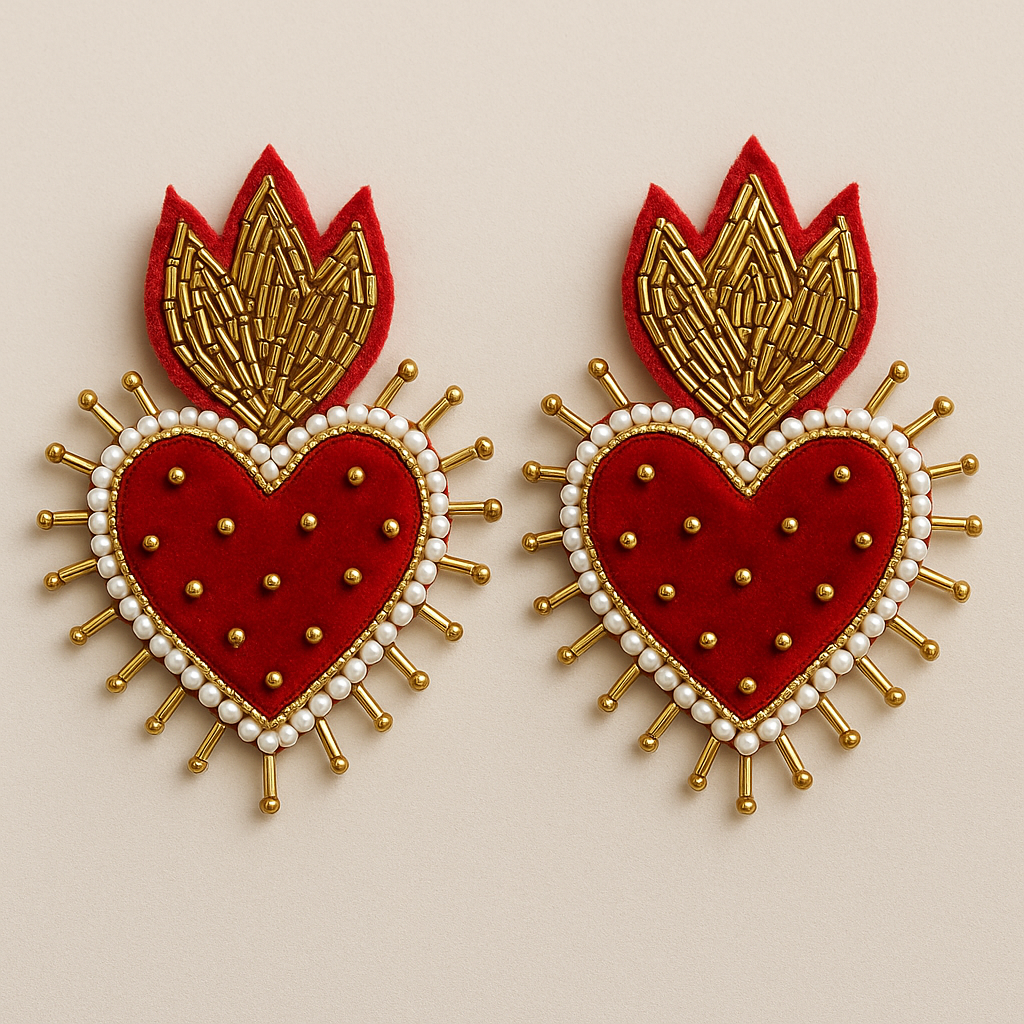 Red Velvet Heart-Shaped Earrings