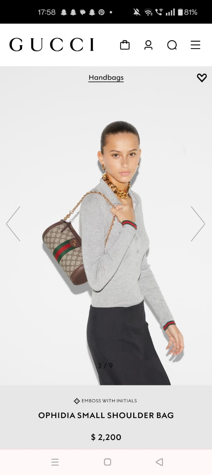 GUCCI OPHIDIA GG SERIES SPEEDY BAG