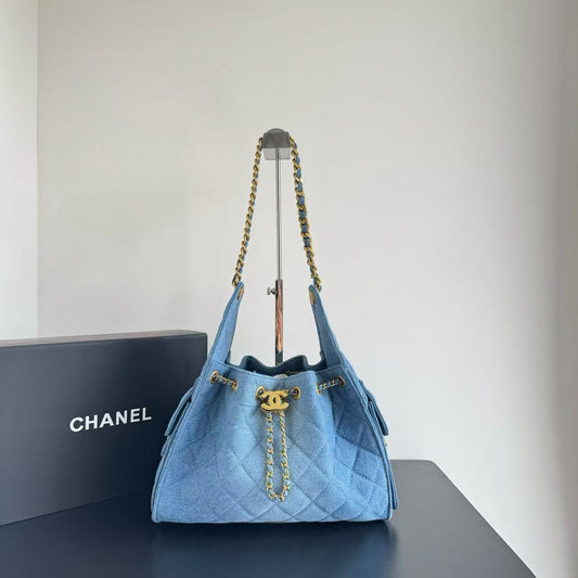 Cha-nel Classic Iconic 25 S Denim Hobo