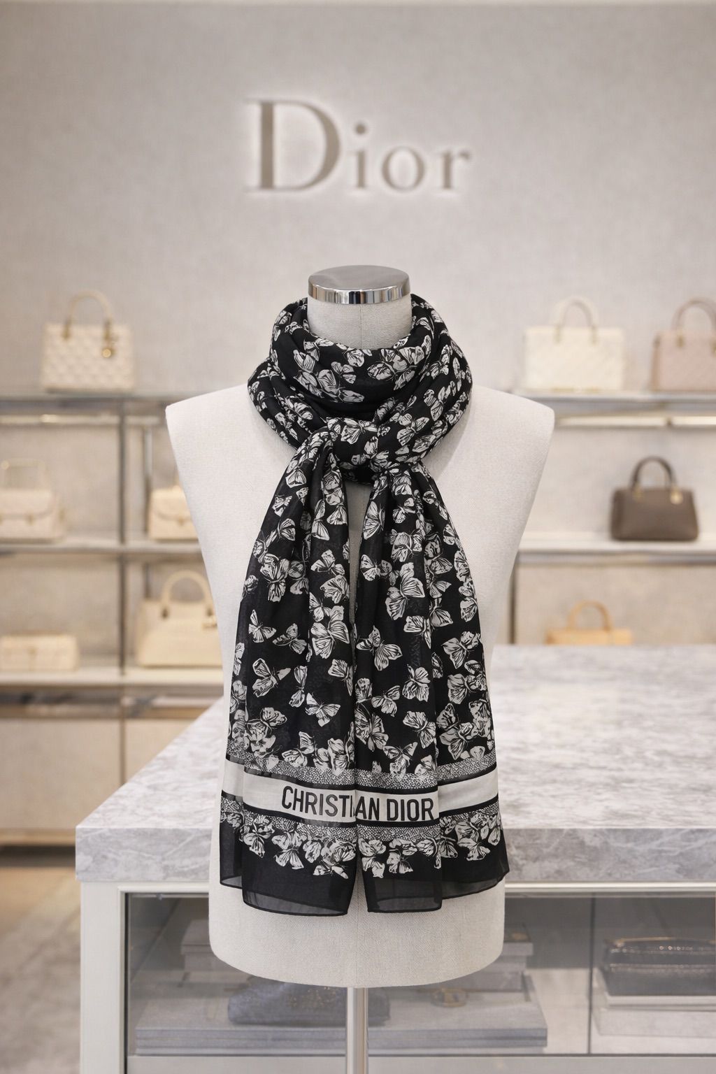 Chri-st-ian Di-or Branded Satin Silk Stoles – Now in Stock