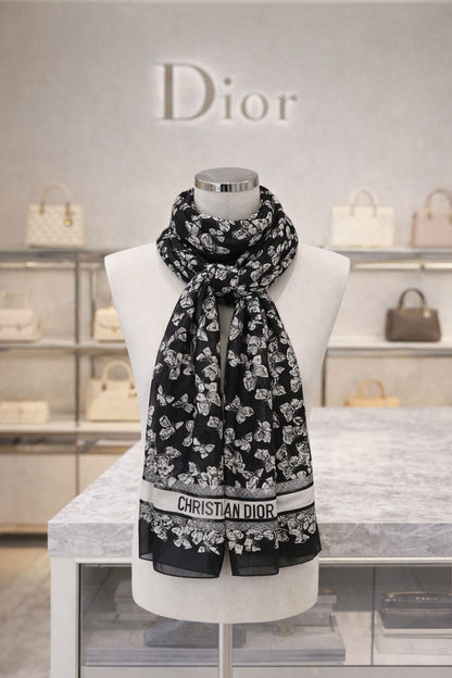 Chri-st-ian Di-or Branded Satin Silk Stoles – Now in Stock