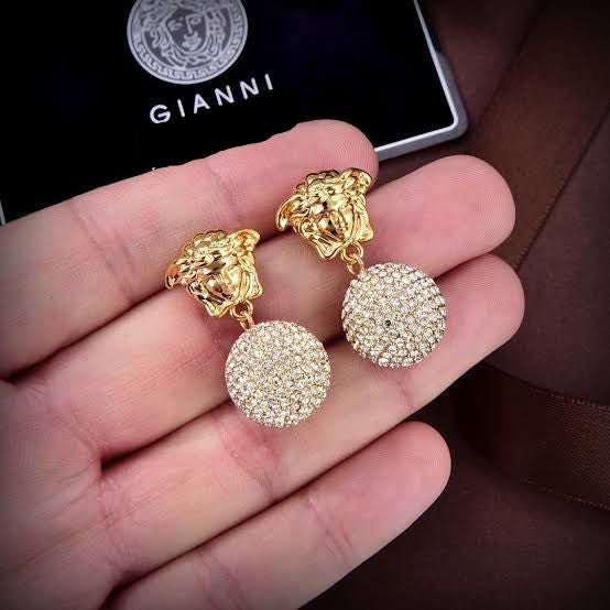 Ver-sa-ce Medusa Diamond Ball Earrings