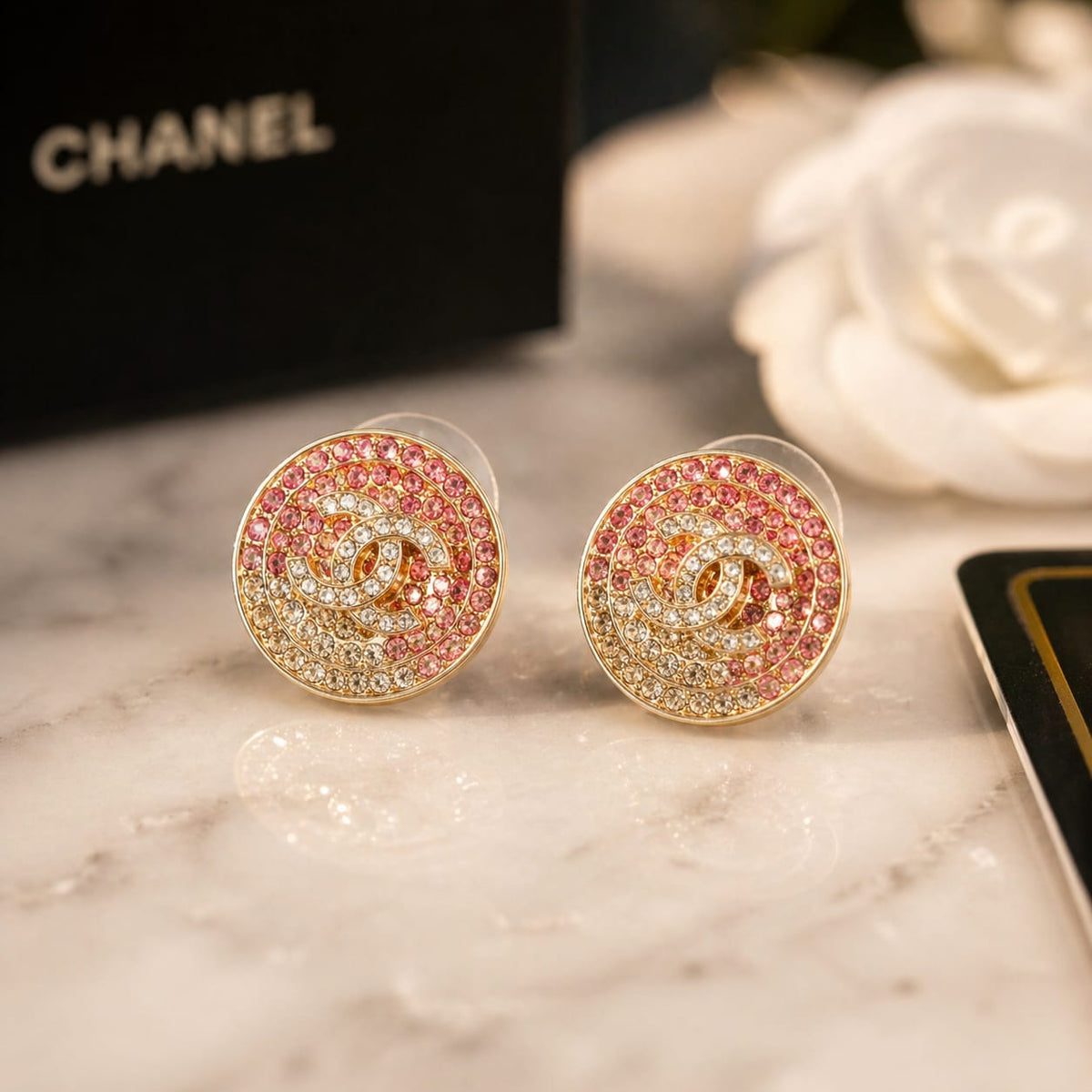 Cha-nel Luxury Crystal Stud Earrings